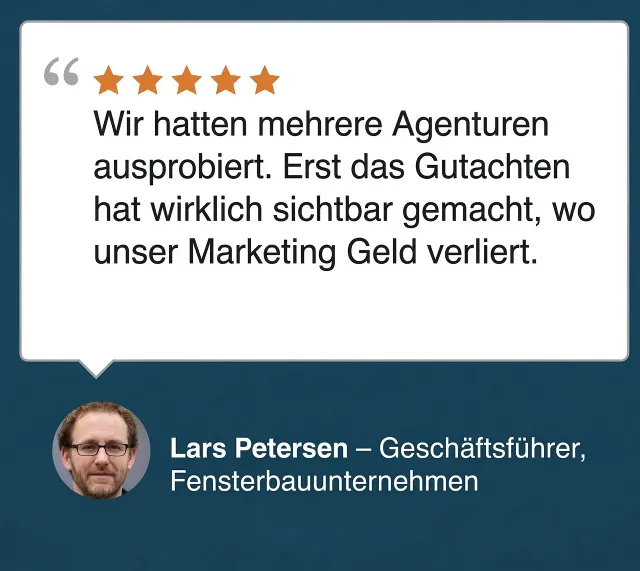 Kundenstimme Lars Petersen – Geschäftsführer, Fensterbauunternehmen