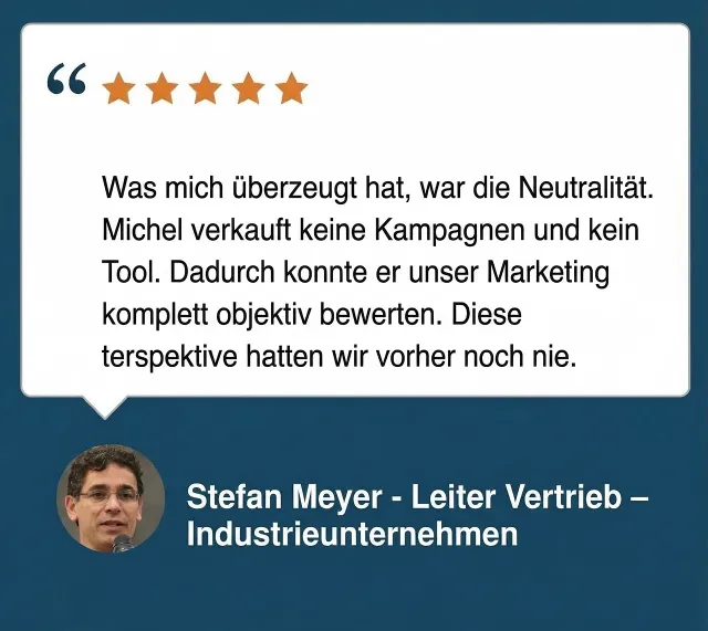 Kundenstimme Stefan Meyer – Leiter Vertrieb, Industrieunternehmen
